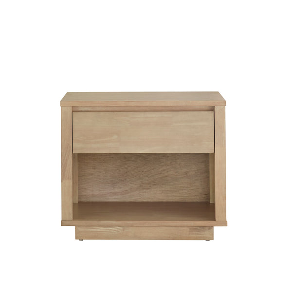 Potrero Rubberwood Nightstand with Drawer and Open Shelf Mid-century Modern Bedroom