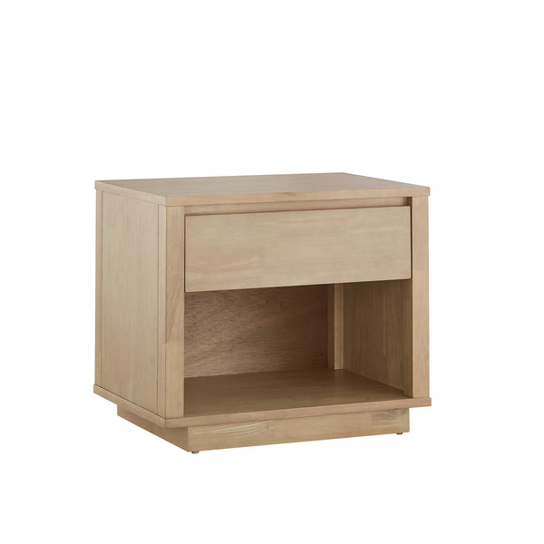 Potrero Rubberwood Nightstand with Drawer and Open Shelf Mid-century Modern Bedroom