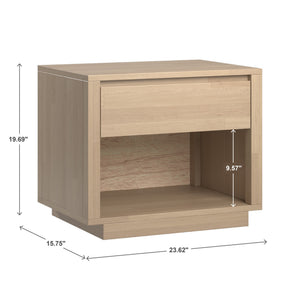 Potrero Rubberwood Nightstand with Drawer and Open Shelf Mid-century Modern Bedroom