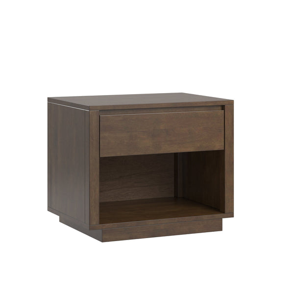 Potrero Rubberwood Nightstand with Drawer and Open Shelf Mid-century Modern Bedroom