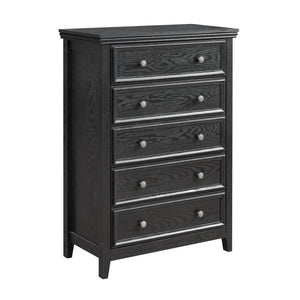 English Elm Modern 5 Drawers Dresser with Smooth Glide Drawers, Stylish Metal Handles & Unique Stable Feet Organizer for Bedroom and Living Room Storage (45.87"L x 20.08"W x 11.03"H) Black W2275P149804