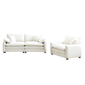 English Elm Modern Two-Piece Sofa Set In Beige Corduroy: Stylish Comfort For Small Apartments & Living Rooms W714S00682