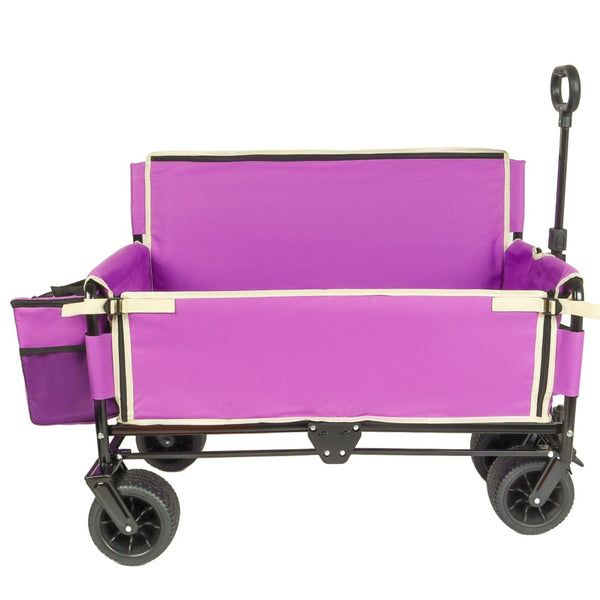 English Elm 3-in-1 Convertible Folding Wagon with 500lb Steel Frame and All-terrain Swivel Wheels Purple W2932P390459