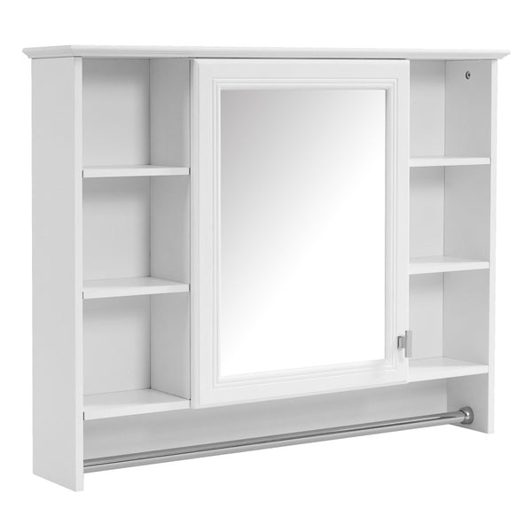 English Elm 3-in-1 Wall Mounted Medicine Cabinet with Soft Close Door Towel Bar and Vanity Mirror White N710P358618K