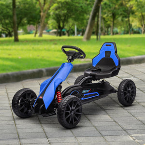English Elm Aosom Kids Pedal Go Kart Sporty Ride on with Adjustable Seat and Eva Wheels Blue W2225P229478