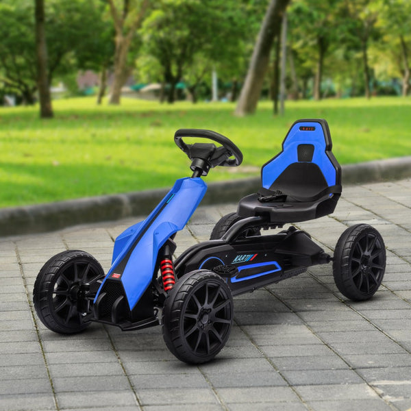 English Elm Aosom Kids Pedal Go Kart Sporty Ride on with Adjustable Seat and Eva Wheels Blue W2225P229478