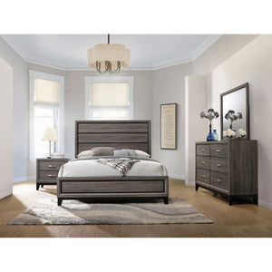 English Elm Carina 4-Piece Queen Panel Bedroom Set In Grey Oak & Black - Modern Chic Design With Storage Solutions B062S00903