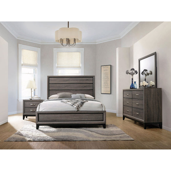 English Elm Carina 4-Piece Queen Panel Bedroom Set In Grey Oak & Black - Modern Chic Design With Storage Solutions B062S00903