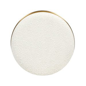 English Elm Jennifer Taylor Home - Nebula 26" Backless Round Counter Stool – Ivory Bouclé Seat, Burl Wood Base, Brass Footrest Elegance B2719P238397