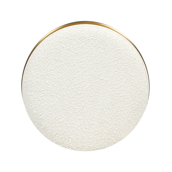 English Elm Jennifer Taylor Home - Nebula 26" Backless Round Counter Stool – Ivory Bouclé Seat, Burl Wood Base, Brass Footrest Elegance B2719P238397