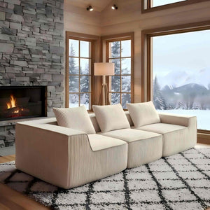 English Elm Modular Corduroy Sectional with Deep Foam Seating Low Profile Living Room Couch W3326S00016