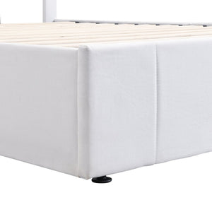 English Elm Full Size Linen Upholstered Platform Bed with Hydraulic Lift Storage and Foam Headboard N708P201551K