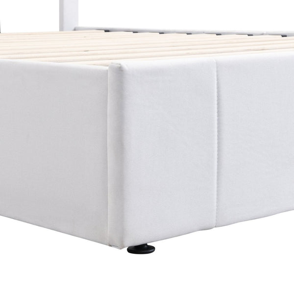 English Elm Full Size Linen Upholstered Platform Bed with Hydraulic Lift Storage and Foam Headboard N708P201551K