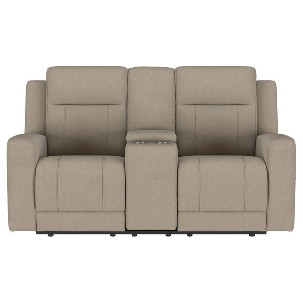English Elm Slater Manual Reclining Loveseat with Center Console and Suede Leatherette Upholstery Taupe B062P440395