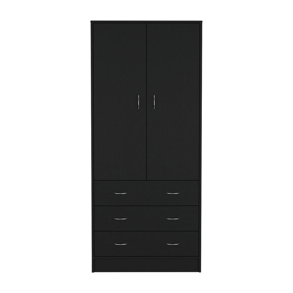 English Elm Taly double door armoire with drawers and laminated particleboard construction for ample storage and style Black 35.4 L x 23.6 W x 6.3 H B070S00236
