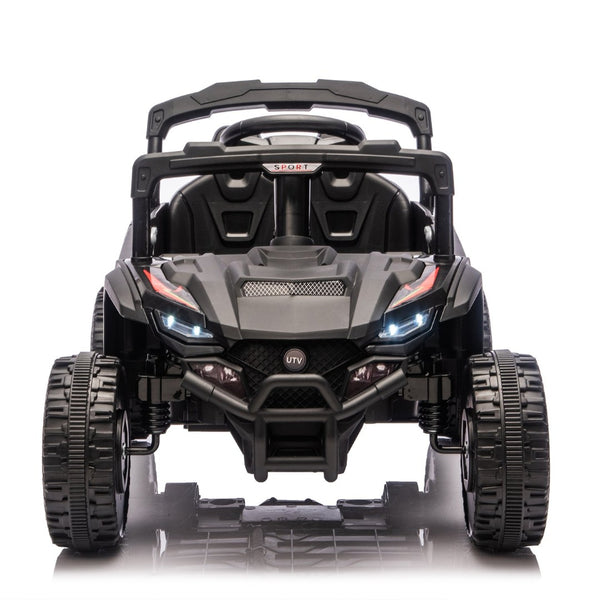 English Elm 24v Kids Utv Ride on with Dual 80w Motors Remote Control and Four Wheel Suspension Black W1578P342134