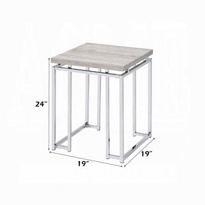 English Elm Modern Minimalist End Table with White Wood Top and Gold-Finish Metal Legs for Chic Living Spaces Chrome,Oak 23.5 L x 26 W x 7 H B2741P337708