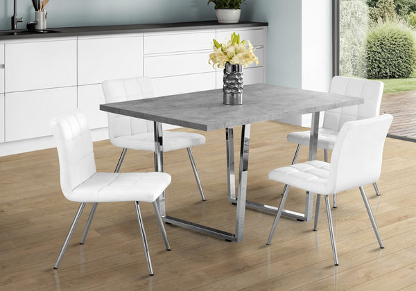 English Elm Dining Table - 60" Rectangular Grey Laminate With Chrome Legs - Modern Design For Kitchen & Dining Spaces B2710P286989