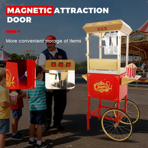 English Elm 16oz Commercial Popcorn Machine with Steel Cart Tempered Glass and 3 Switch Panel Golden,Red W2841P337587
