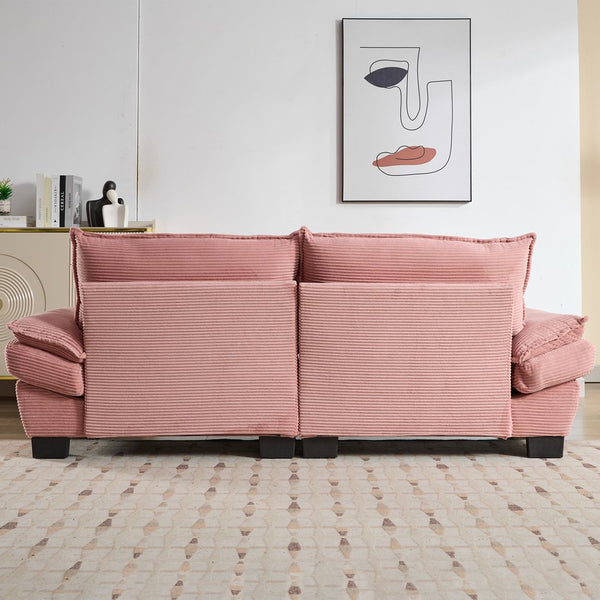 English Elm Corduroy Modern Sofa Sleeper Loveseat with Double-Layer Cushions, Two Pillows, Sturdy Frame 84" Pink W676P227339