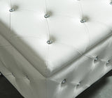 !nspire Monique Sm Storage Ottoman White/Chrome Faux Leather/Metal