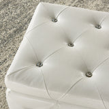 !nspire Monique Storage Ottoman White/Chrome Faux Leather/Metal