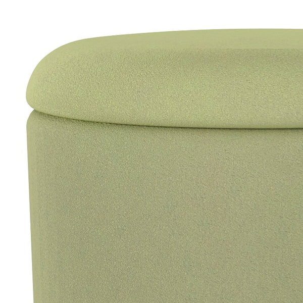 Worldwide Home Furnishings Alya-storage Modern Round Ottoman With Textured Fabric Upholstery And Spacious Hidden Storage Solution Sage,Natural Fabric 402-131sg