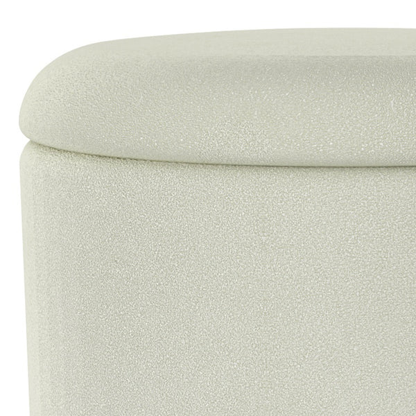 Worldwide Home Furnishings Alya-storage Modern Round Ottoman With Textured Fabric Upholstery And Spacious Hidden Storage Solution White,Natural Fabric 402-131wt
