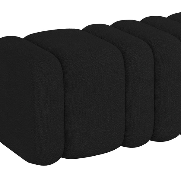 Worldwide Home Furnishings Rigel-large Elegant Boucle Ottoman Bench For Living Room, Bedroom, Or Dressing Room Décor Upgrade Black Boucle Fabric 402-133bk