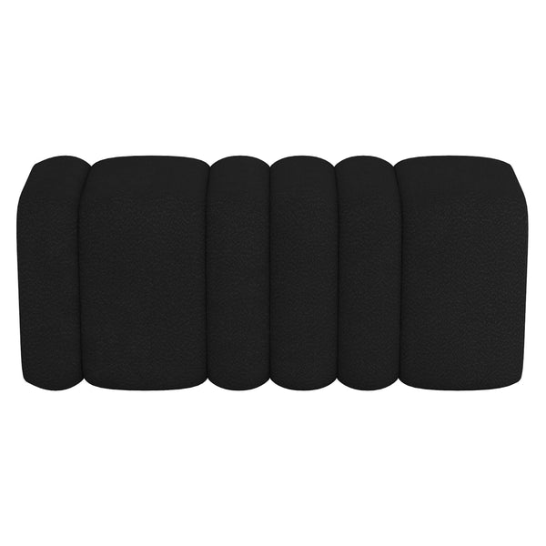 Worldwide Home Furnishings Rigel-large Elegant Boucle Ottoman Bench For Living Room, Bedroom, Or Dressing Room Décor Upgrade Black Boucle Fabric 402-133bk