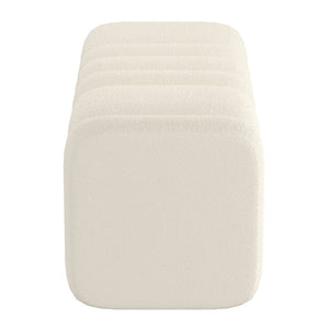 Worldwide Home Furnishings Rigel-large Elegant Boucle Ottoman Bench For Living Room, Bedroom, Or Dressing Room Décor Upgrade Ivory Boucle Fabric 402-133iv