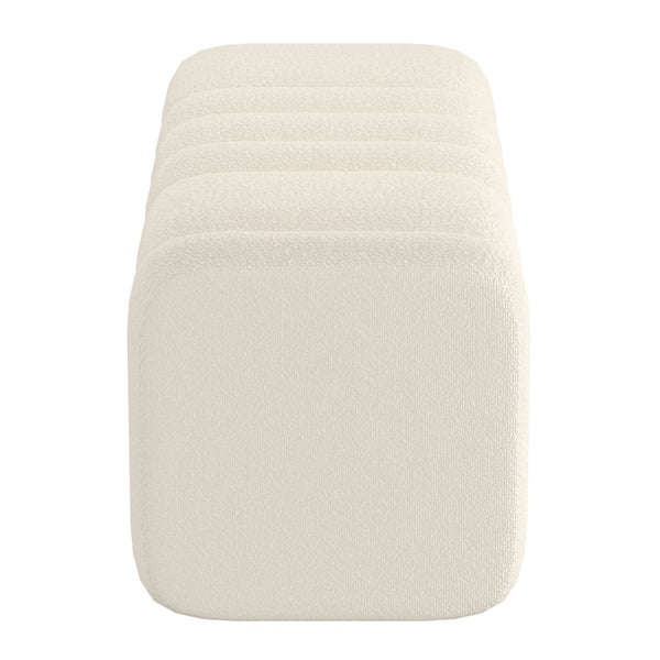 Worldwide Home Furnishings Rigel-large Elegant Boucle Ottoman Bench For Living Room, Bedroom, Or Dressing Room Décor Upgrade Ivory Boucle Fabric 402-133iv