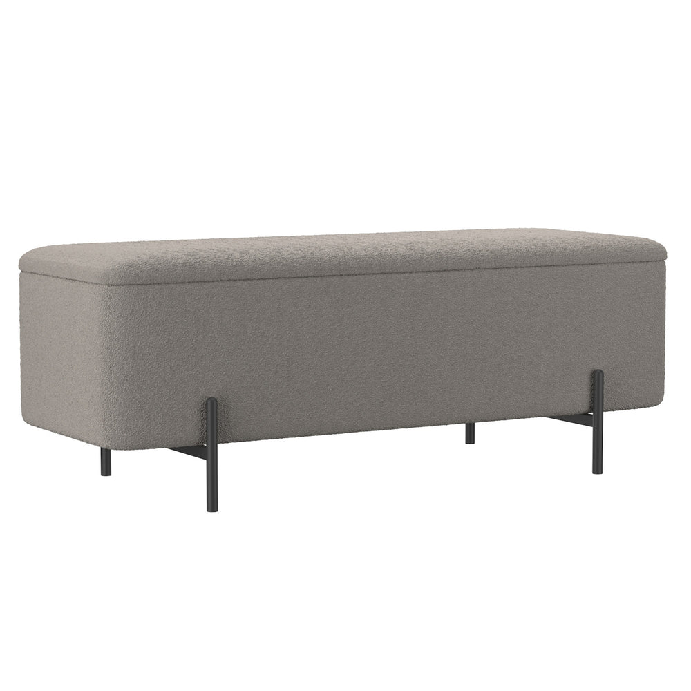 Worldwide Home Furnishings Erzo-storage Ottoman - Stylish Deep Storage Solution For Living Room, Bedroom, Or Hallway Decor Warm Grey,Black Fabric,Metal 402-136gry