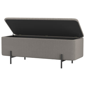Worldwide Home Furnishings Erzo-storage Ottoman - Stylish Deep Storage Solution For Living Room, Bedroom, Or Hallway Decor Warm Grey,Black Fabric,Metal 402-136gry