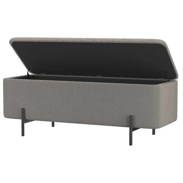 Worldwide Home Furnishings Erzo-storage Ottoman - Stylish Deep Storage Solution For Living Room, Bedroom, Or Hallway Decor Warm Grey,Black Fabric,Metal 402-136gry