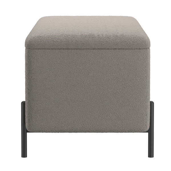 Worldwide Home Furnishings Erzo-storage Ottoman - Stylish Deep Storage Solution For Living Room, Bedroom, Or Hallway Decor Warm Grey,Black Fabric,Metal 402-136gry