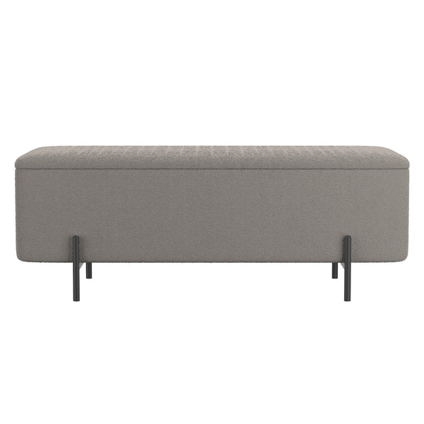 Worldwide Home Furnishings Erzo-storage Ottoman - Stylish Deep Storage Solution For Living Room, Bedroom, Or Hallway Decor Warm Grey,Black Fabric,Metal 402-136gry