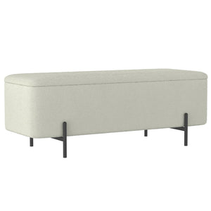 Worldwide Home Furnishings Erzo-storage Ottoman - Stylish Deep Storage Solution For Living Room, Bedroom, Or Hallway Decor White,Black Fabric,Metal 402-136wt