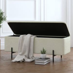 Worldwide Home Furnishings Erzo-storage Ottoman - Stylish Deep Storage Solution For Living Room, Bedroom, Or Hallway Decor White,Black Fabric,Metal 402-136wt