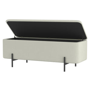 Worldwide Home Furnishings Erzo-storage Ottoman - Stylish Deep Storage Solution For Living Room, Bedroom, Or Hallway Decor White,Black Fabric,Metal 402-136wt