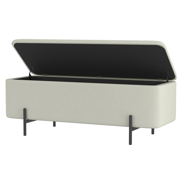 Worldwide Home Furnishings Erzo-storage Ottoman - Stylish Deep Storage Solution For Living Room, Bedroom, Or Hallway Decor White,Black Fabric,Metal 402-136wt