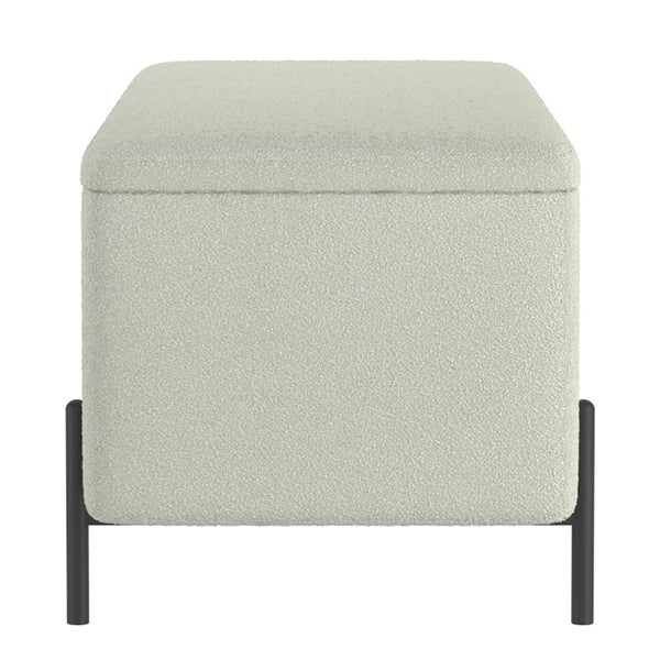 Worldwide Home Furnishings Erzo-storage Ottoman - Stylish Deep Storage Solution For Living Room, Bedroom, Or Hallway Decor White,Black Fabric,Metal 402-136wt
