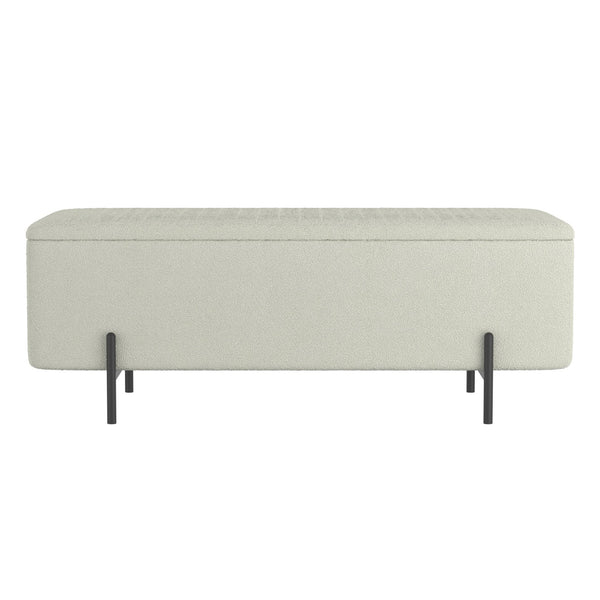 Worldwide Home Furnishings Erzo-storage Ottoman - Stylish Deep Storage Solution For Living Room, Bedroom, Or Hallway Decor White,Black Fabric,Metal 402-136wt