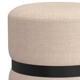 !nspire Demi Round Ottoman Beige Fabric/Metal