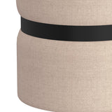 !nspire Demi Round Ottoman Beige Fabric/Metal