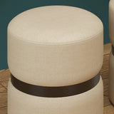 !nspire Demi Round Ottoman Beige Fabric/Metal