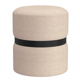 !nspire Demi Round Ottoman Beige Fabric/Metal