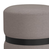 !nspire Demi Round Ottoman Warm Grey Fabric/Metal