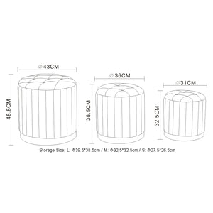 Worldwide Home Furnishings Lexi-3pc Storage Ottoman Set - Stylish Seating With Ample Storage For A Clutter-free Living Space Beige,Black Fabric,Stainless Steel 402-173bg_Bk