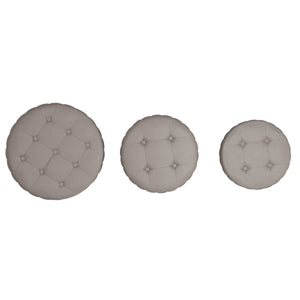 Worldwide Home Furnishings Lexi-3pc Storage Ottoman Set - Stylish Seating With Ample Storage For A Clutter-free Living Space Warm Grey,Black Fabric,Stainless Steel 402-173gy_Bk